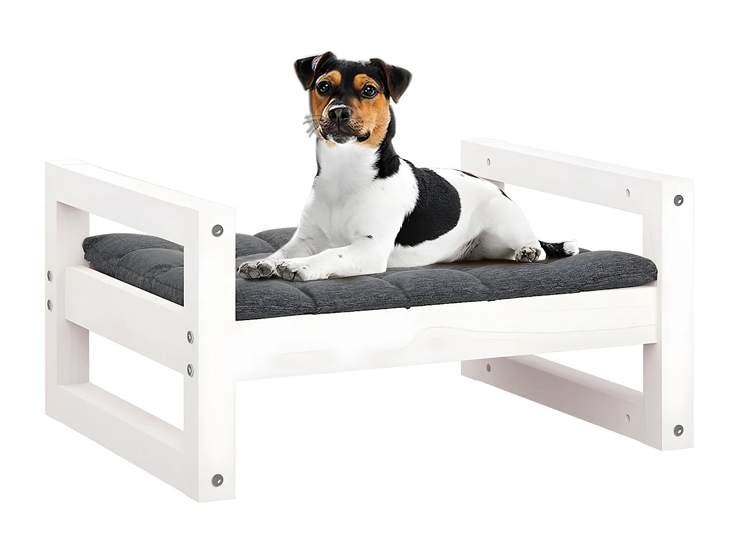 Cama para perros madera maciza de pino blanco 55,5x45,5x28 cm ES596174