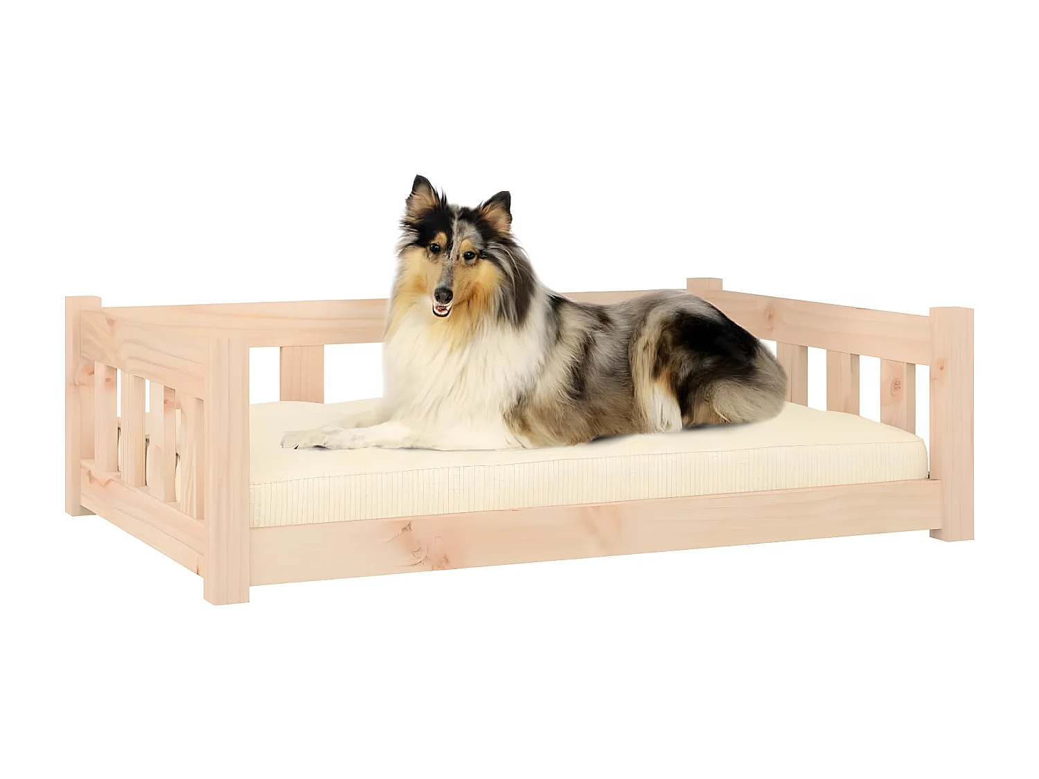 Cama para perros madera maciza de pino 95,5x65,5x28 cm ES271969