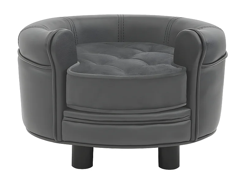 Sofá para cães 48x48x32 cm pelúcia e couro artificial cinzento PT622396