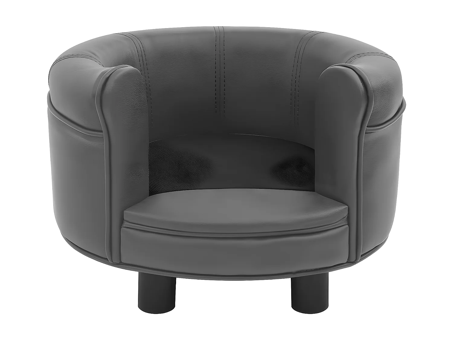 Sofá para cães 48x48x32 cm pelúcia e couro artificial cinzento PT622396