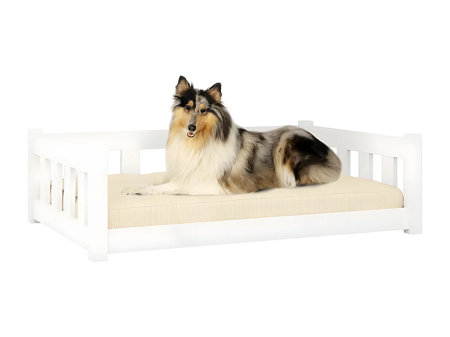 Canapé pour chien blanc 95,5x65,5x28 cm bois de pin solide RG3Q24493