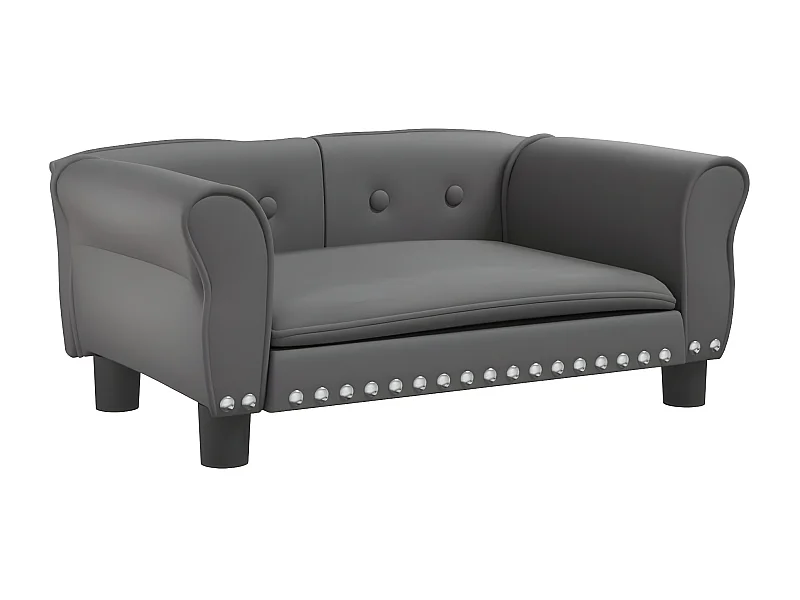 Cama para cães 70x45x30 cm couro artificial cinzento PT168673