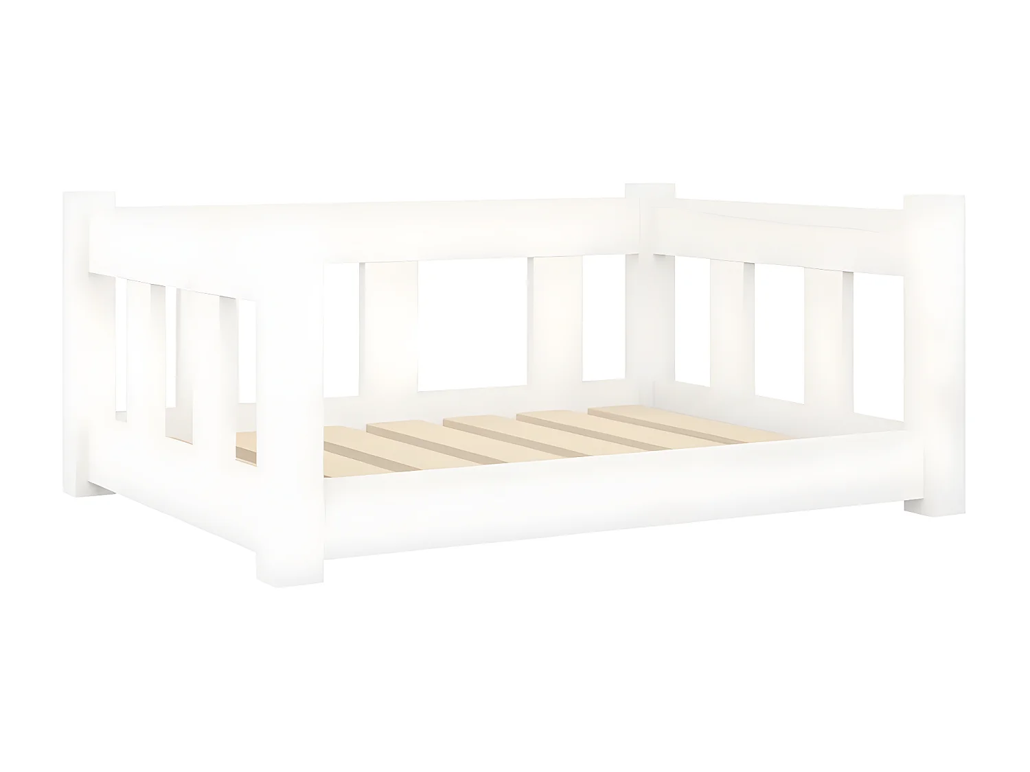 Cama para cães 65,5x50,5x28 cm madeira de pinho maciça branco PT192767