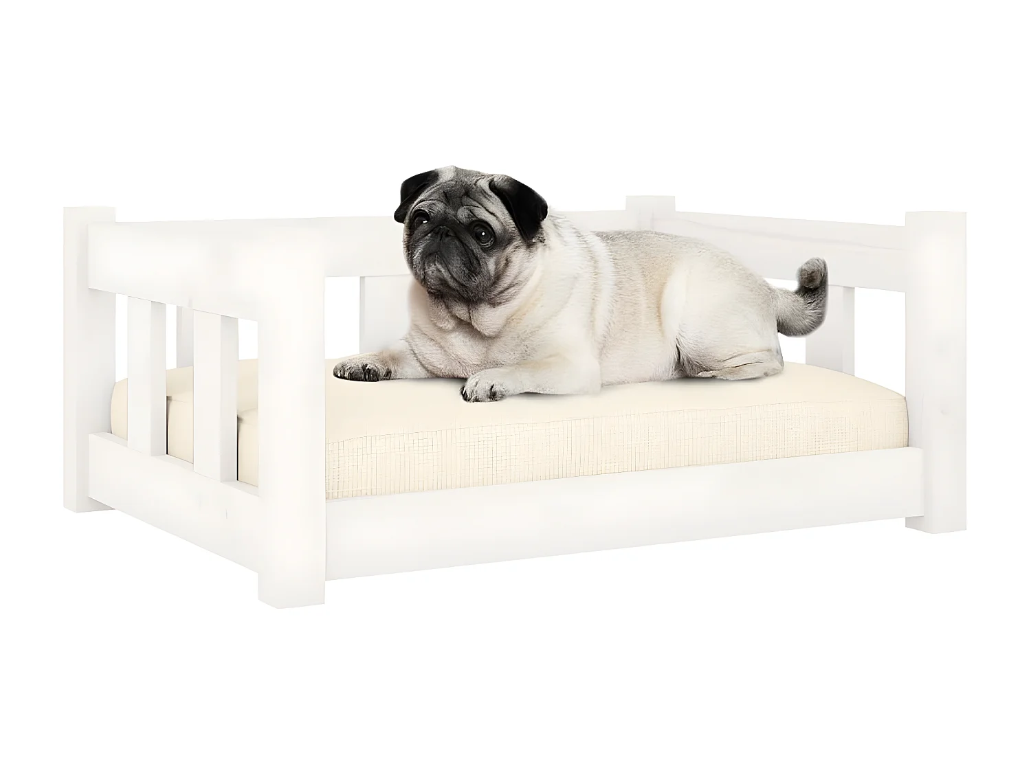 Cama para cães 65,5x50,5x28 cm madeira de pinho maciça branco PT192767