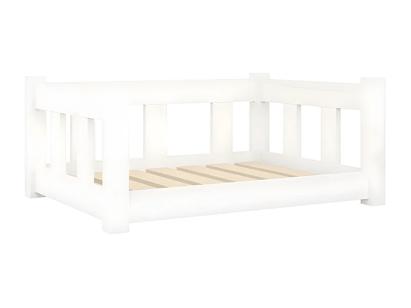 Cama para perros madera maciza de pino blanco 65,5x50,5x28 cm ES198501