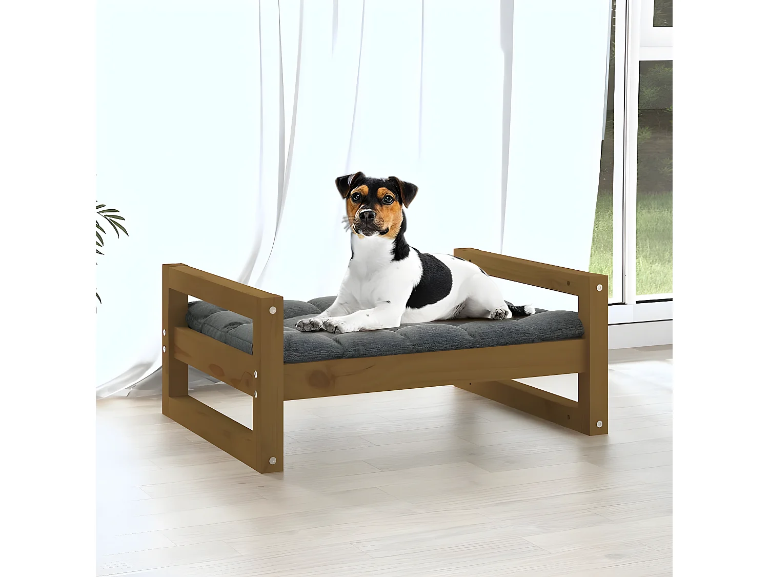 Canapé pour chien Marron miel 55,5x45,5x28 cm Bois de pin solide RG3Q96529