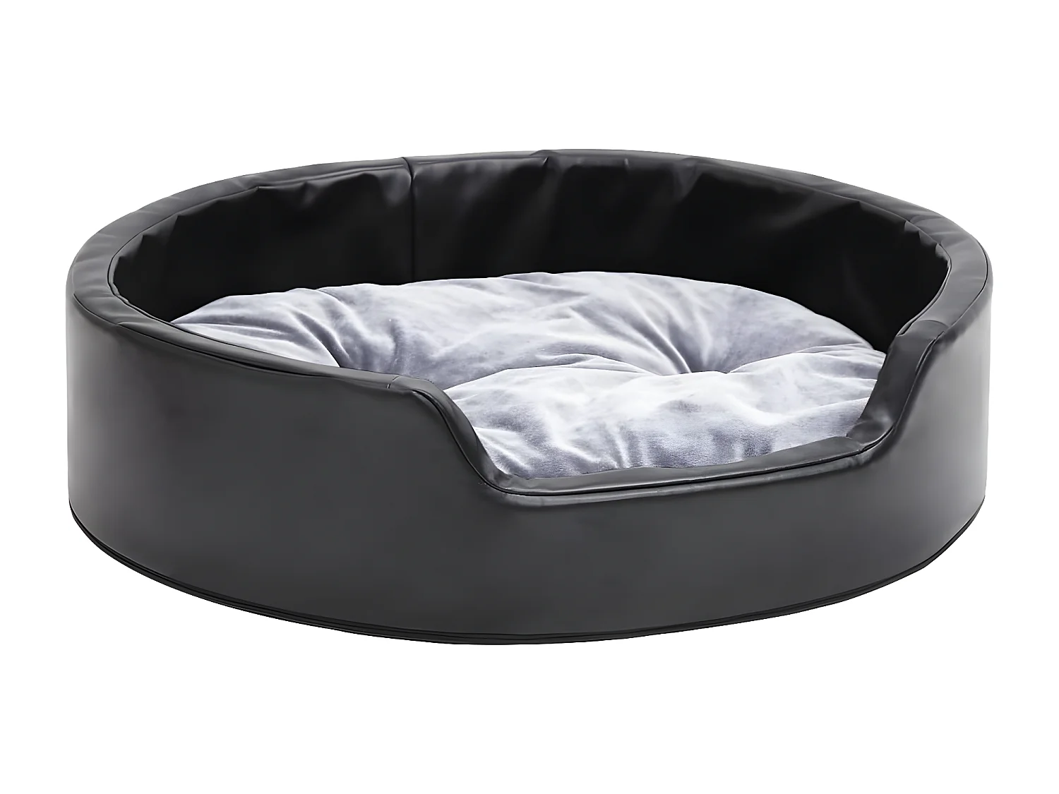 Cama para perros felpa y cuero sintético negro gris 69x59x19 cm ES160575