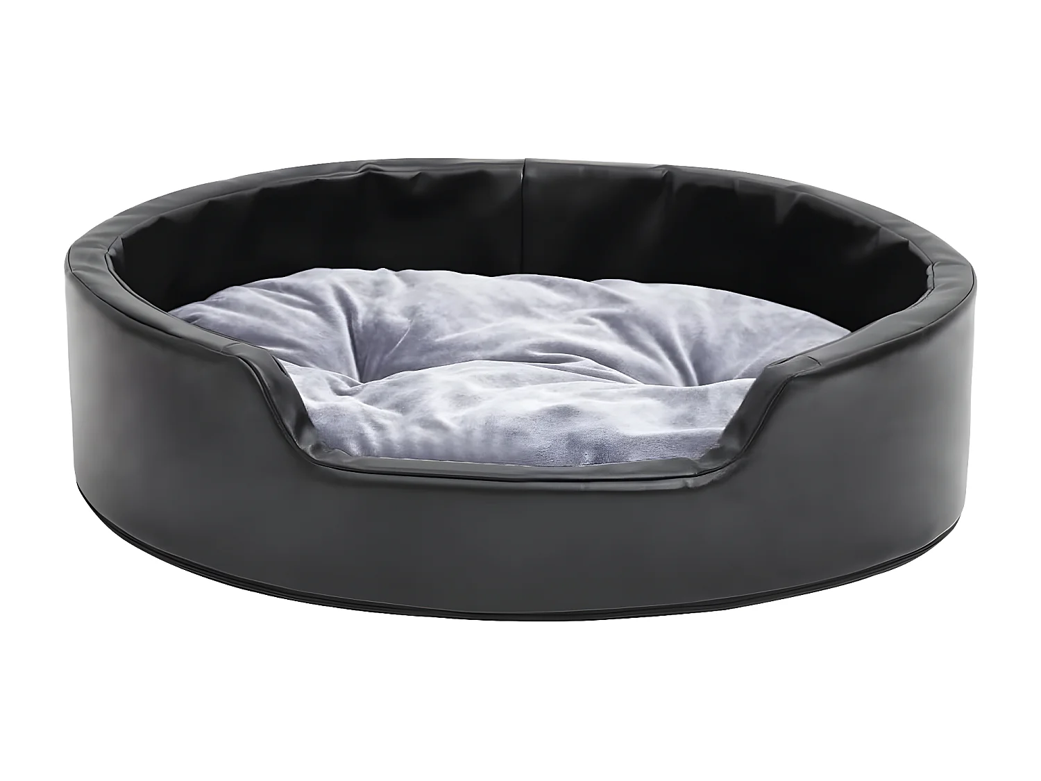 Cama para perros felpa y cuero sintético negro gris 69x59x19 cm ES160575