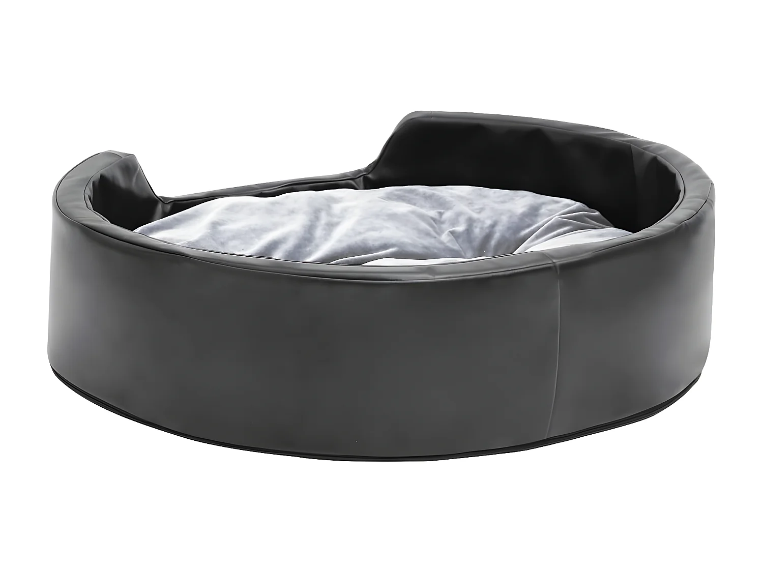 Cama para perros felpa y cuero sintético negro gris 69x59x19 cm ES160575