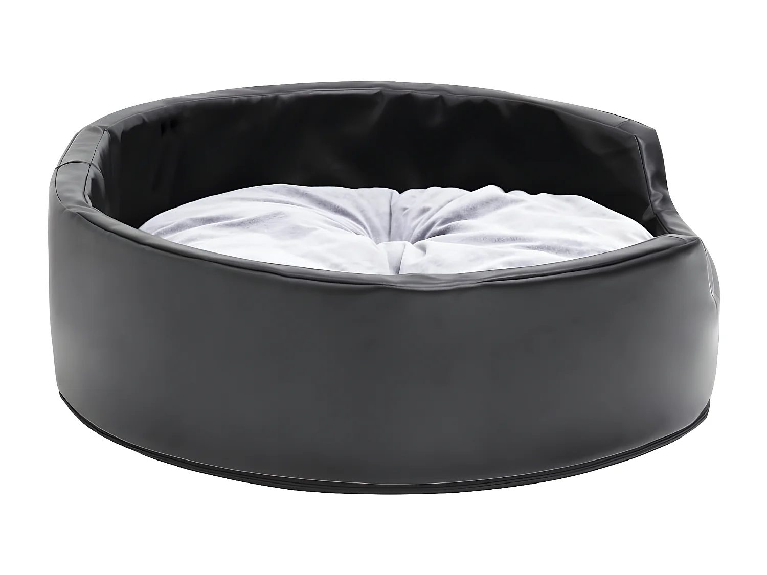 Cama para perros felpa y cuero sintético negro gris 69x59x19 cm ES160575
