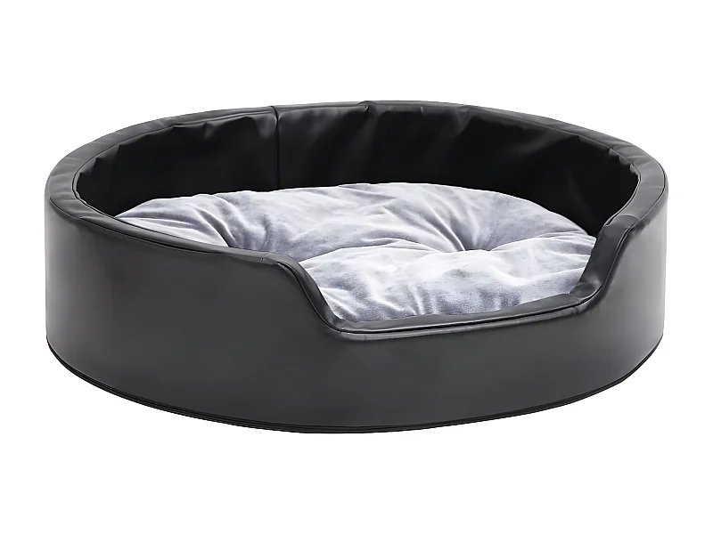 Canapé pour chiens Noir et gris 69x59x19 cm Peluche et similicuir RG3Q61316