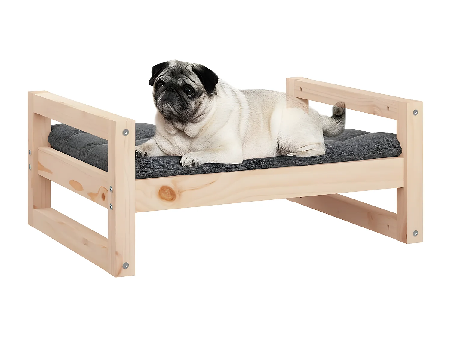 Cama para perros madera maciza de pino 65,5x50,5x28 cm ES342719