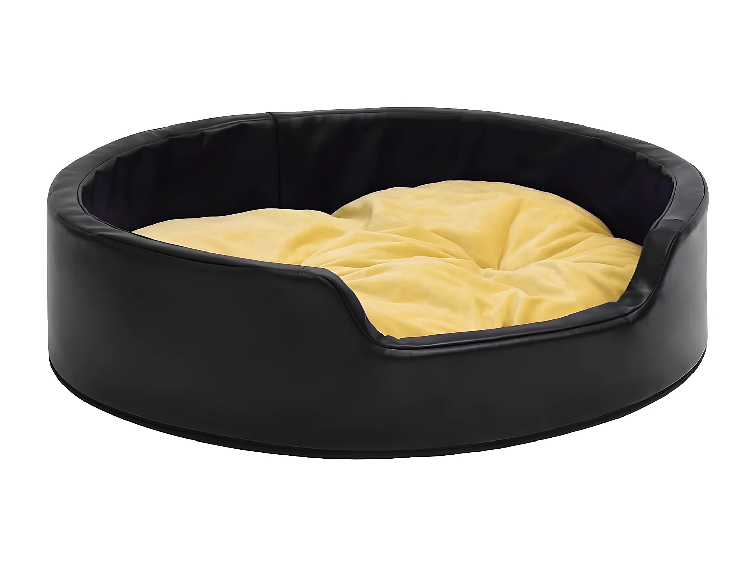 Ninho p/ cães 99x89x21 cm pelúcia/couro artif. preto e amarelo PT290634