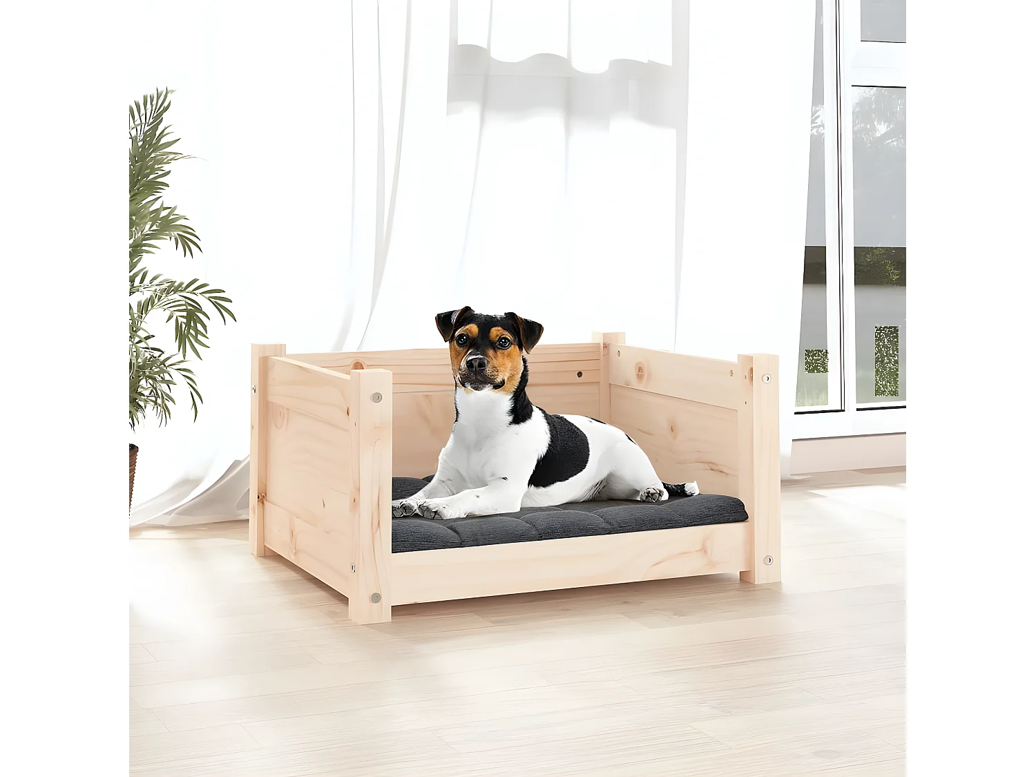 Cama para perros madera maciza de pino 55,5x45,5x28 cm ES261480