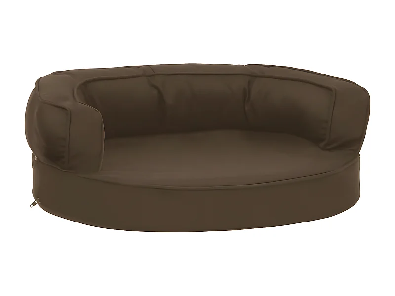 Colchón de cama de perro ergonómico aspecto lino marrón 60x42cm ES574657