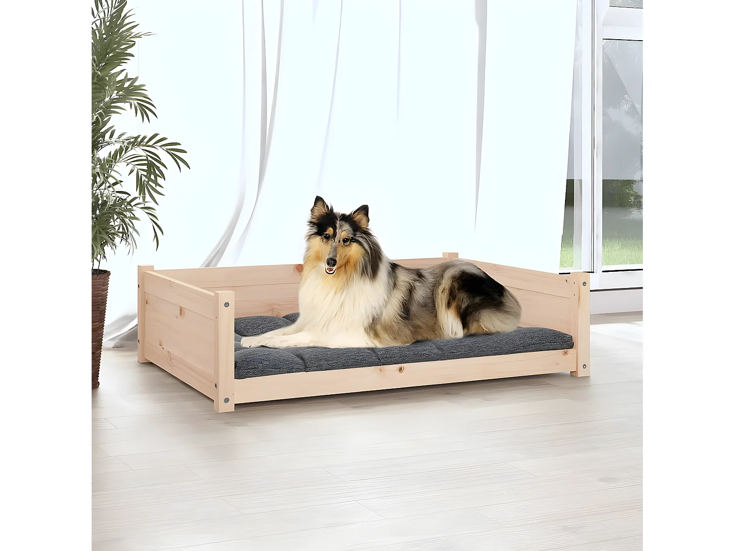 Cama para cães 95,5x65,5x28 cm madeira de pinho maciça PT370165
