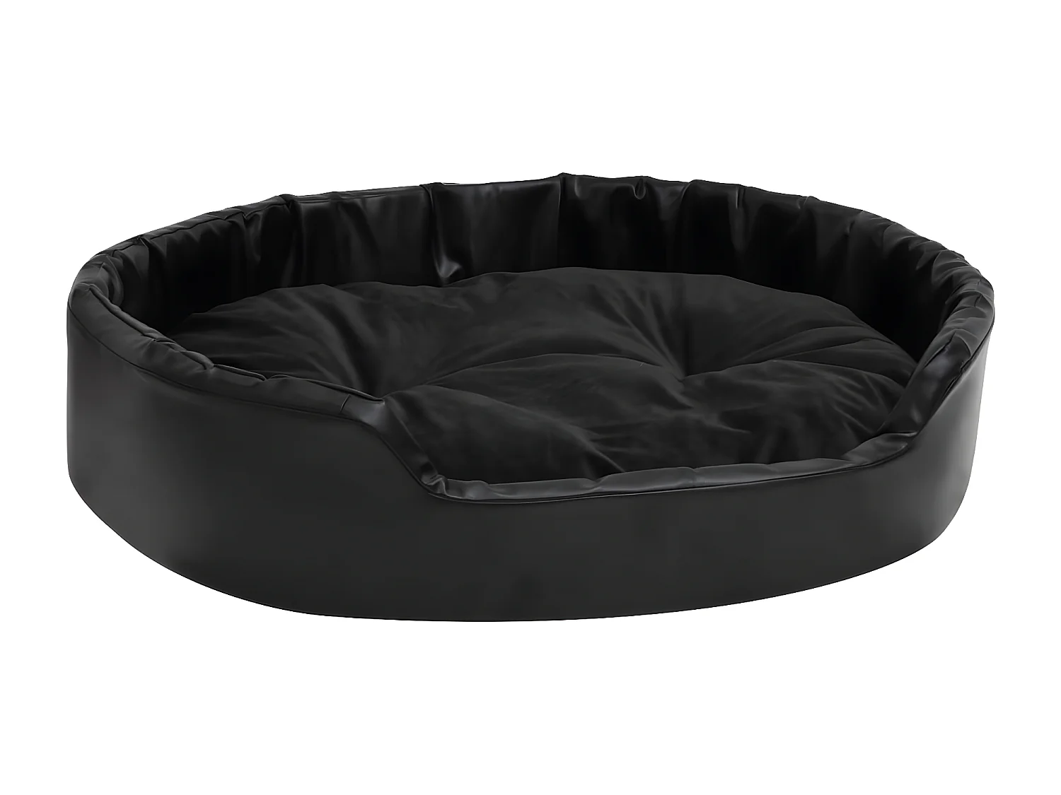 Cama para perros felpa y cuero sintético negra 90x79x20 cm ES871898