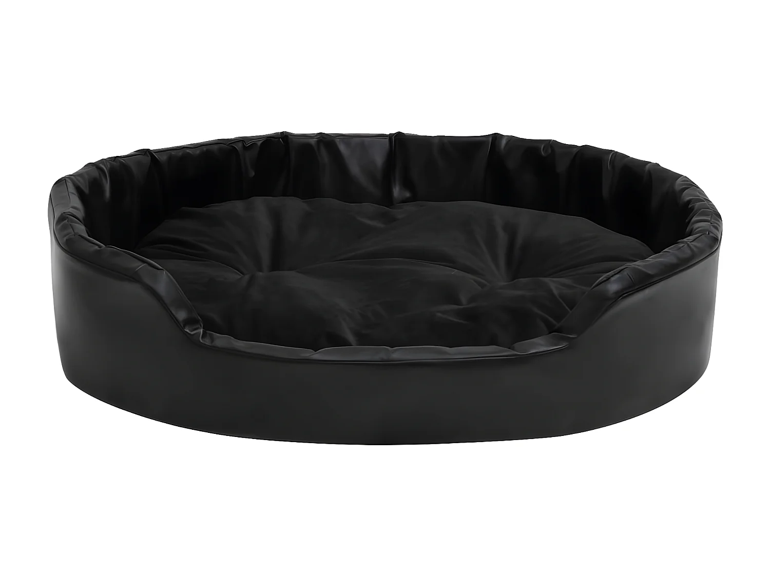 Cama para perros felpa y cuero sintético negra 90x79x20 cm ES871898