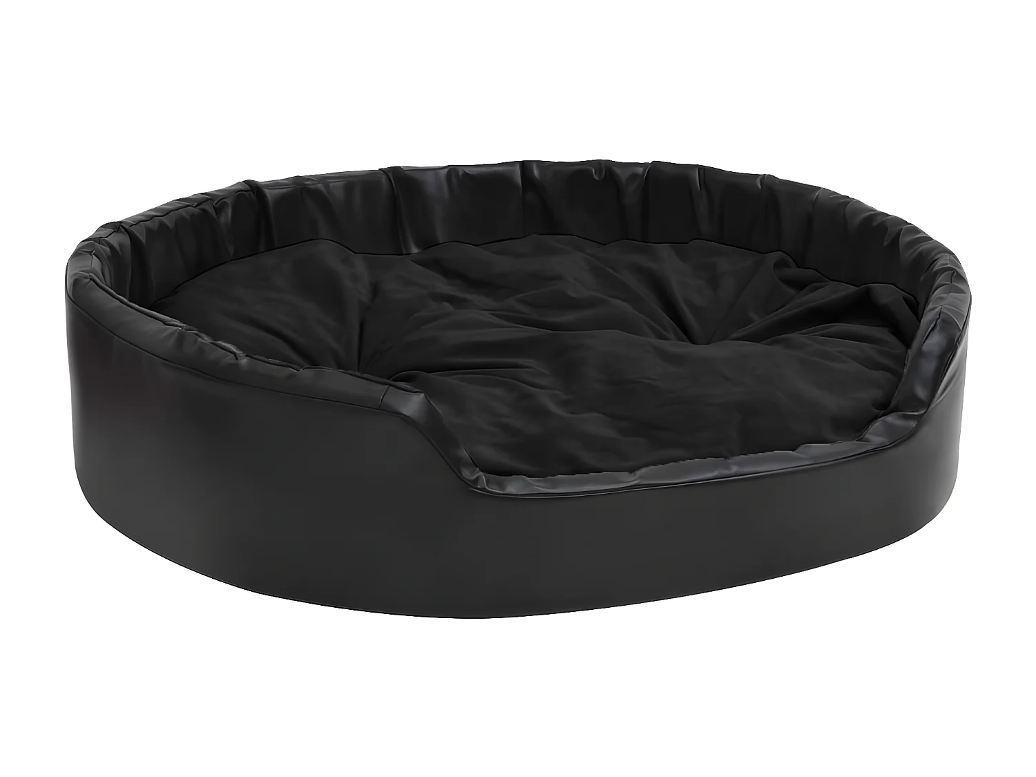 Cama para perros felpa y cuero sintético negro 99x89x21 cm ES118768