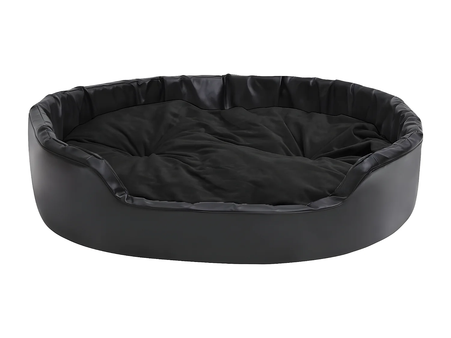 Ninho para cães 99x89x21 cm pelúcia e couro artificial preto PT620799