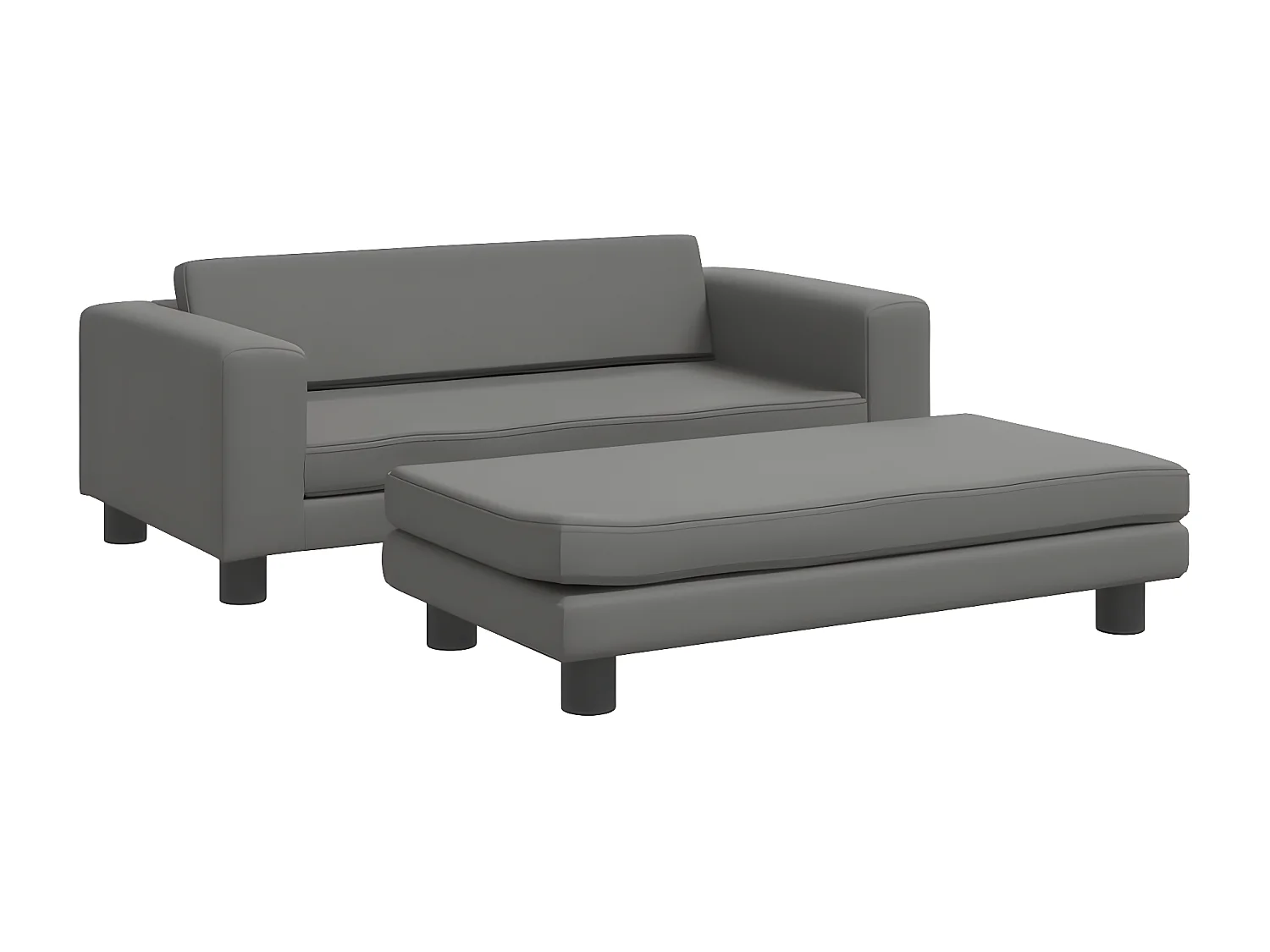 Cama para cães com extensão 100x50x30 cm couro artificial cinza PT340460