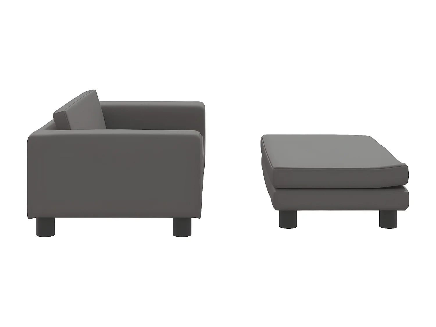 Cama de perros con extensión cuero sintético gris 100x50x30 cm ES699773