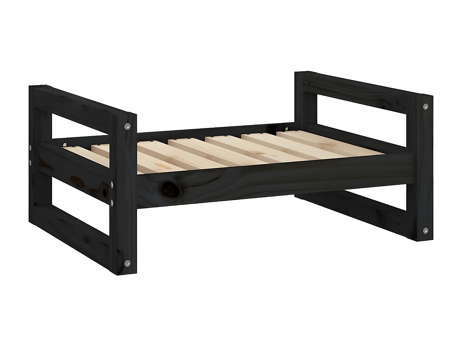 Cama para cães 65,5x50,5x28 cm madeira de pinho maciça preto PT601871