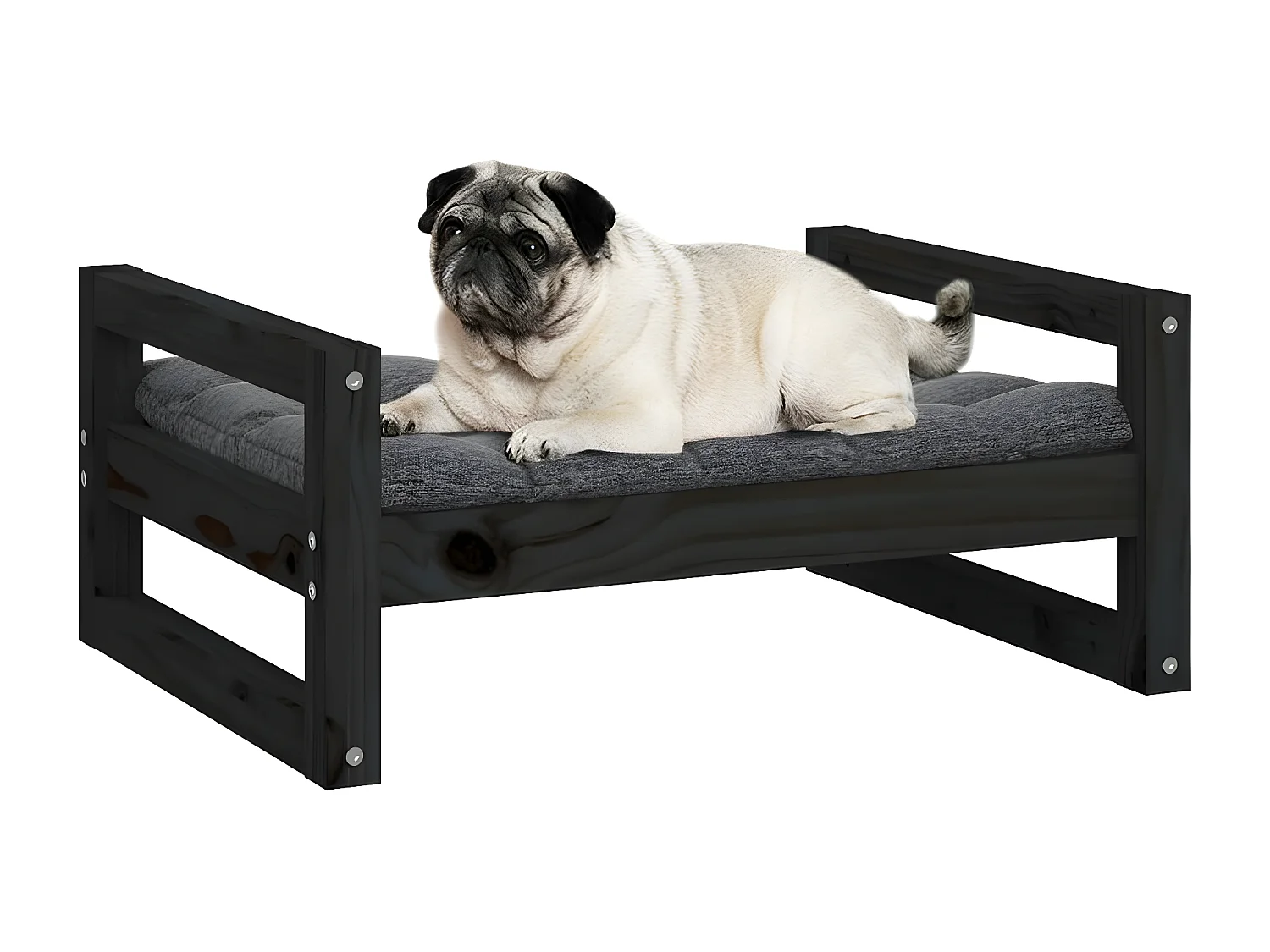 Cama para perros madera maciza de pino negro 65,5x50,5x28 cm ES148008