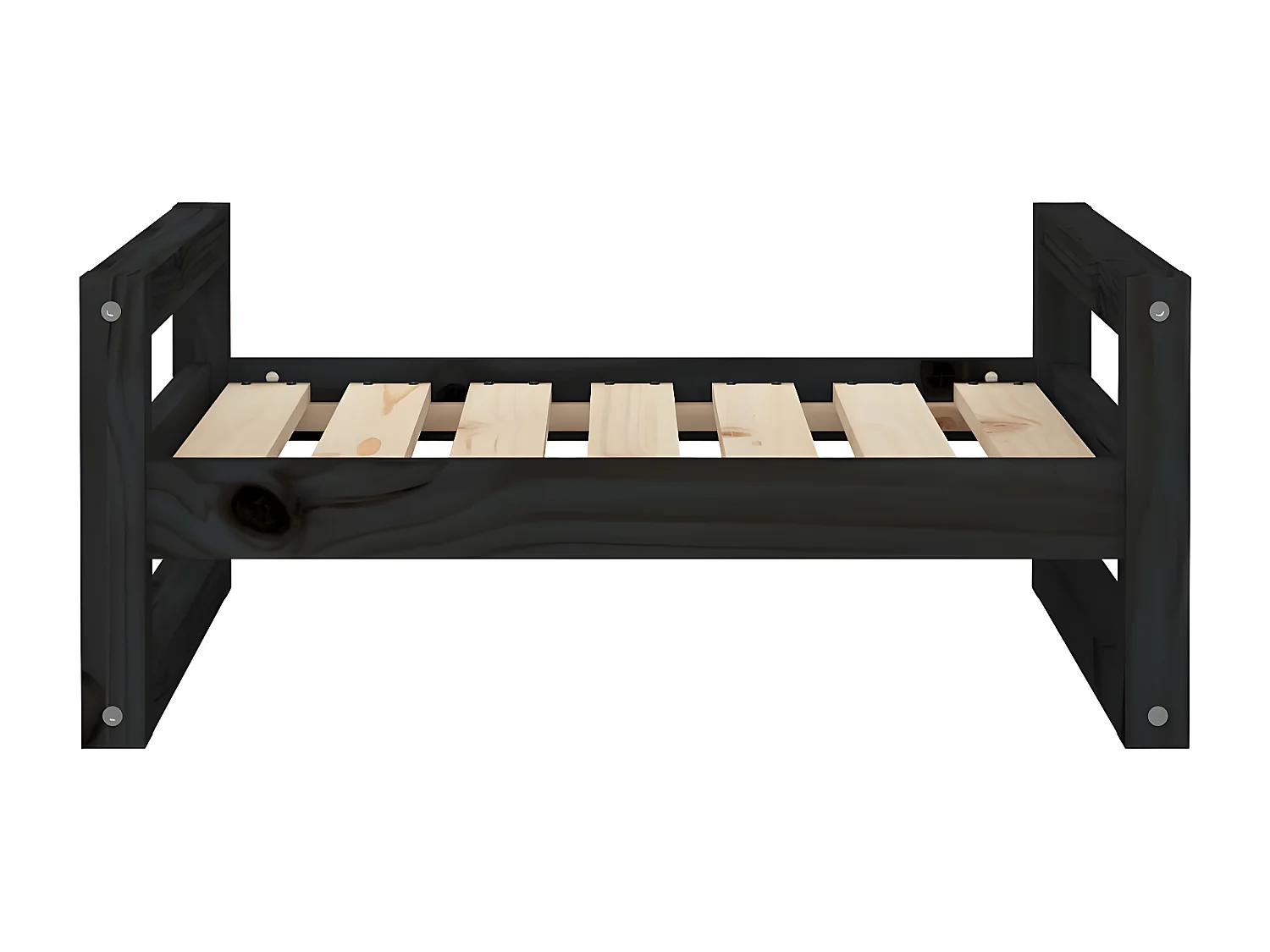 Cama para perros madera maciza de pino negro 65,5x50,5x28 cm ES148008