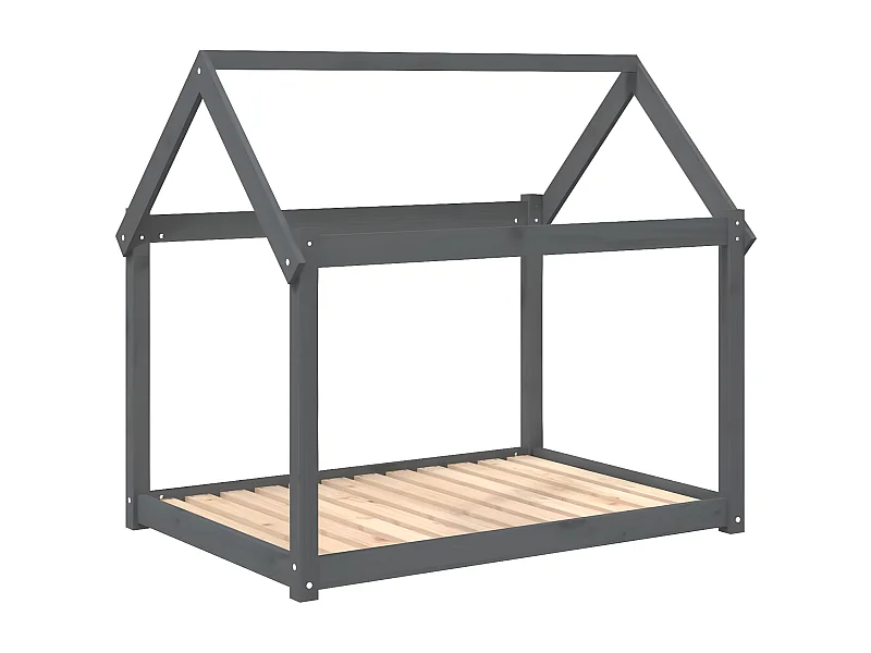 Cama para cães 111x80x100 cm madeira de pinho maciça cinza PT221677