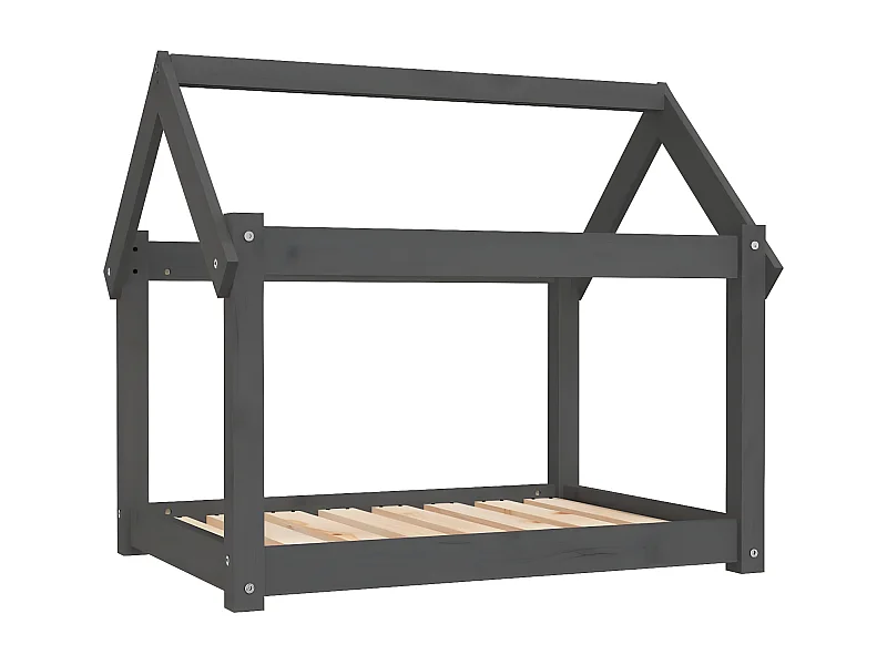 Cama para cães 81x60x70 cm madeira de pinho maciça cinza PT986279
