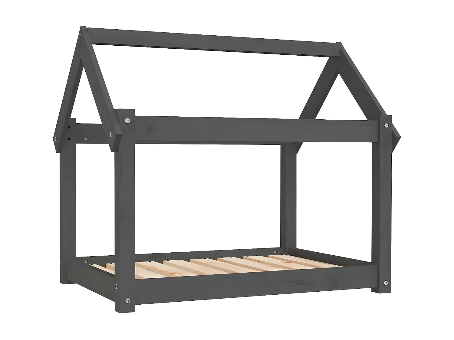 Cama para perros madera maciza de pino gris 81x60x70 cm ES176946