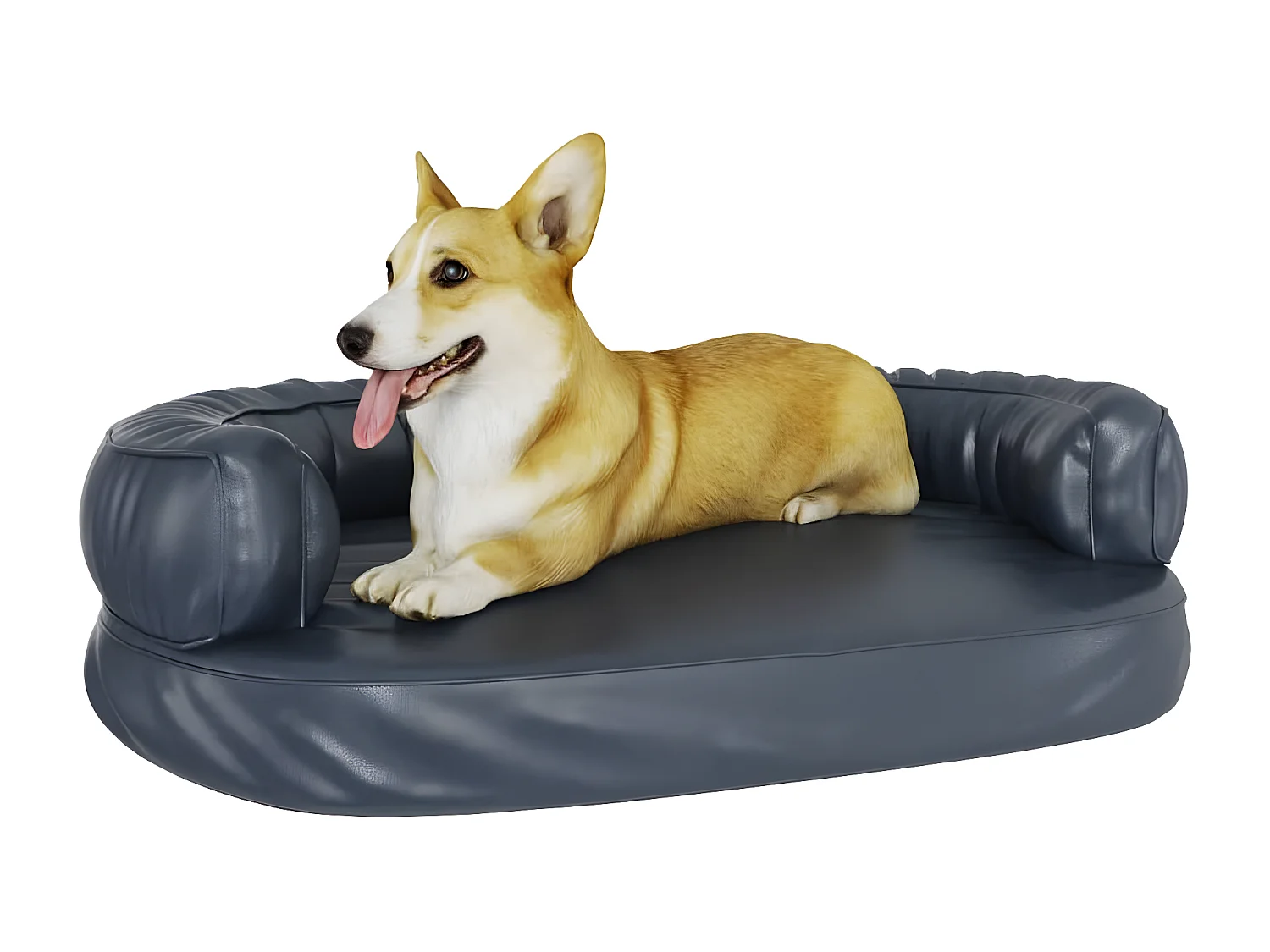 Cama para perros de espuma cuero sintético azul oscuro 88x65 cm ES834864