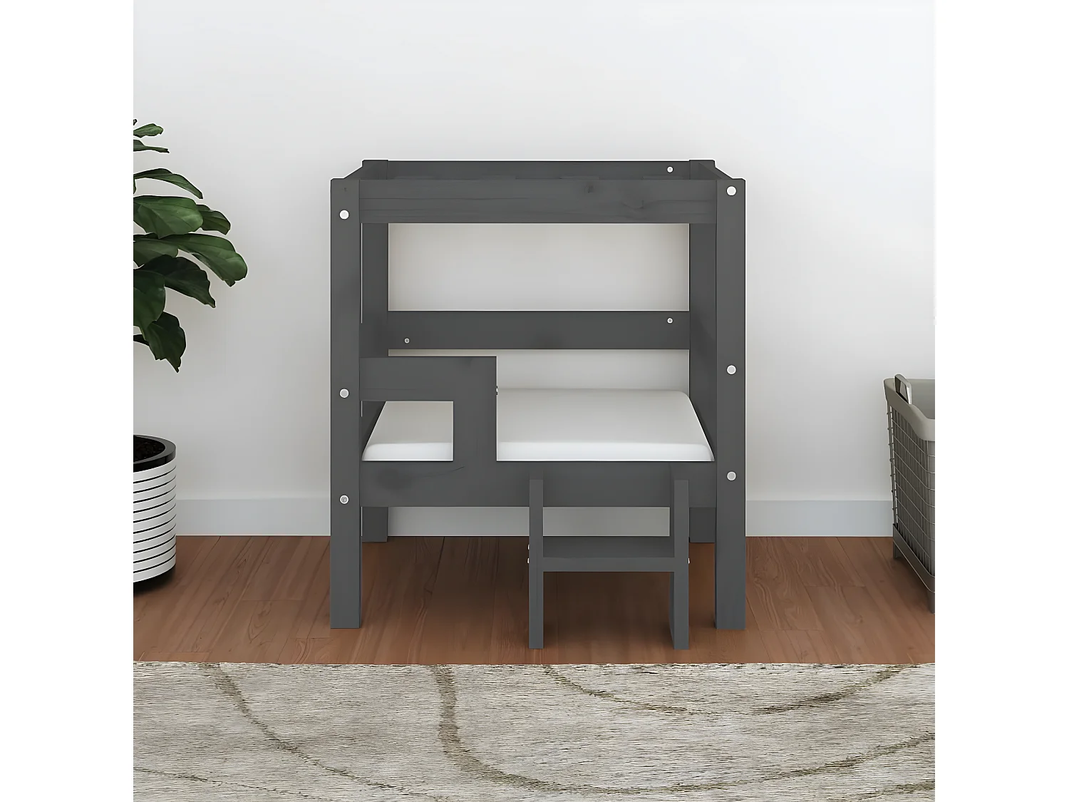 Cama para perros madera maciza de pino gris 55,5x53,5x60 cm ES309582