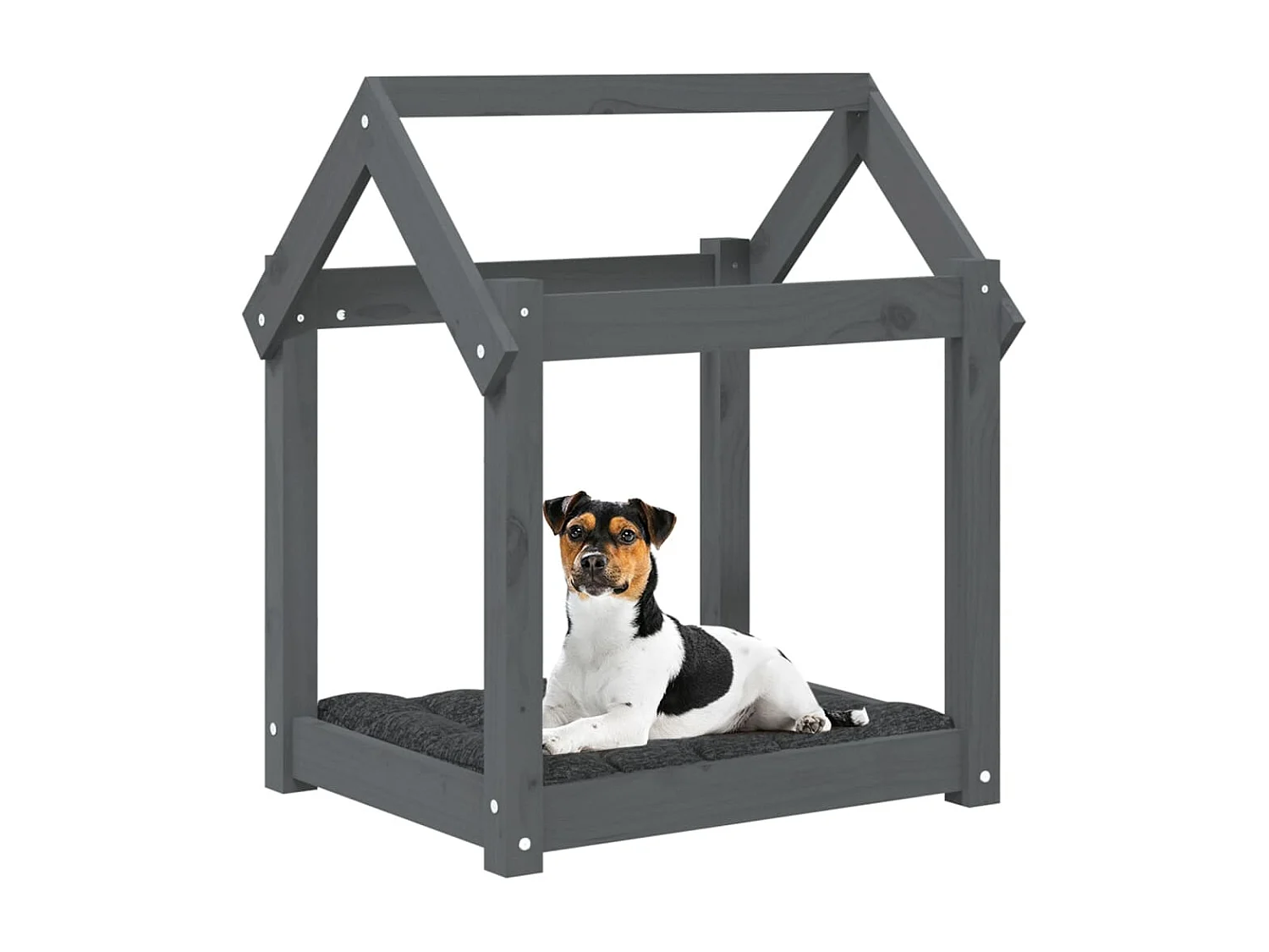Cama para cães 61x50x70 cm madeira de pinho maciça cinza PT139944