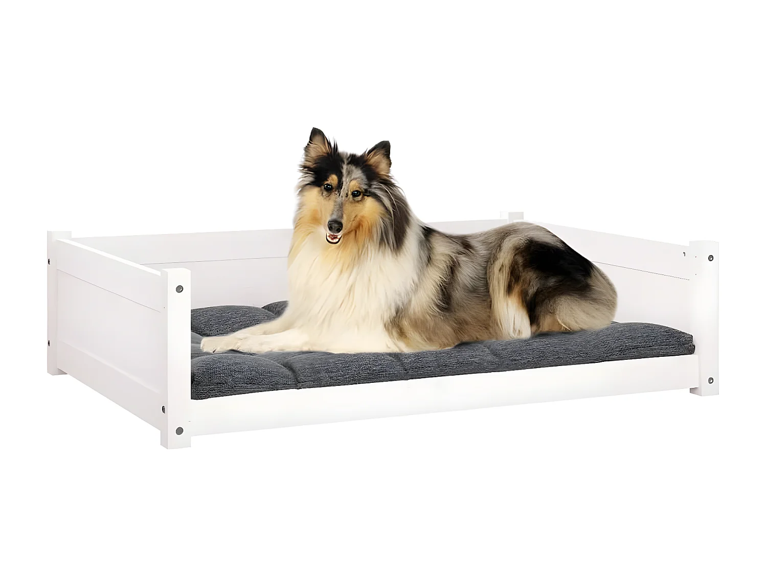 Cama para cães 95,5x65,5x28 cm madeira de pinho maciça branco PT363597