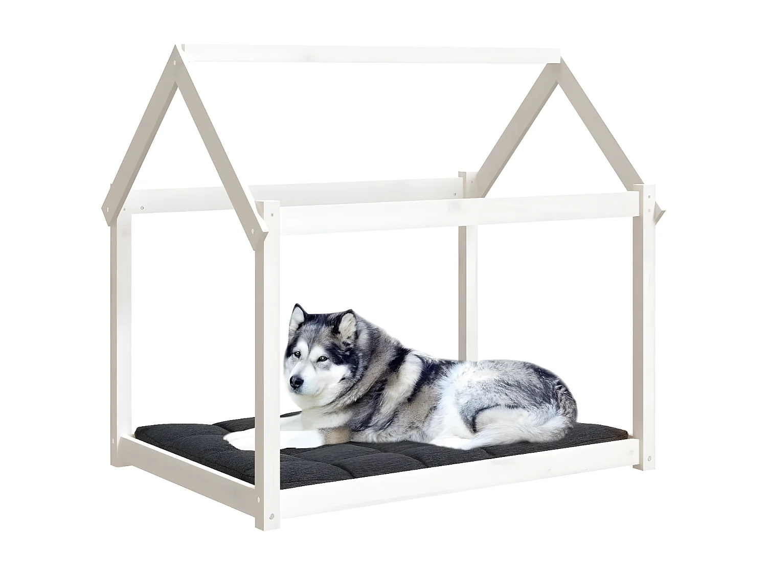 Cama para cães 111x80x100 cm madeira de pinho maciça branco PT720938
