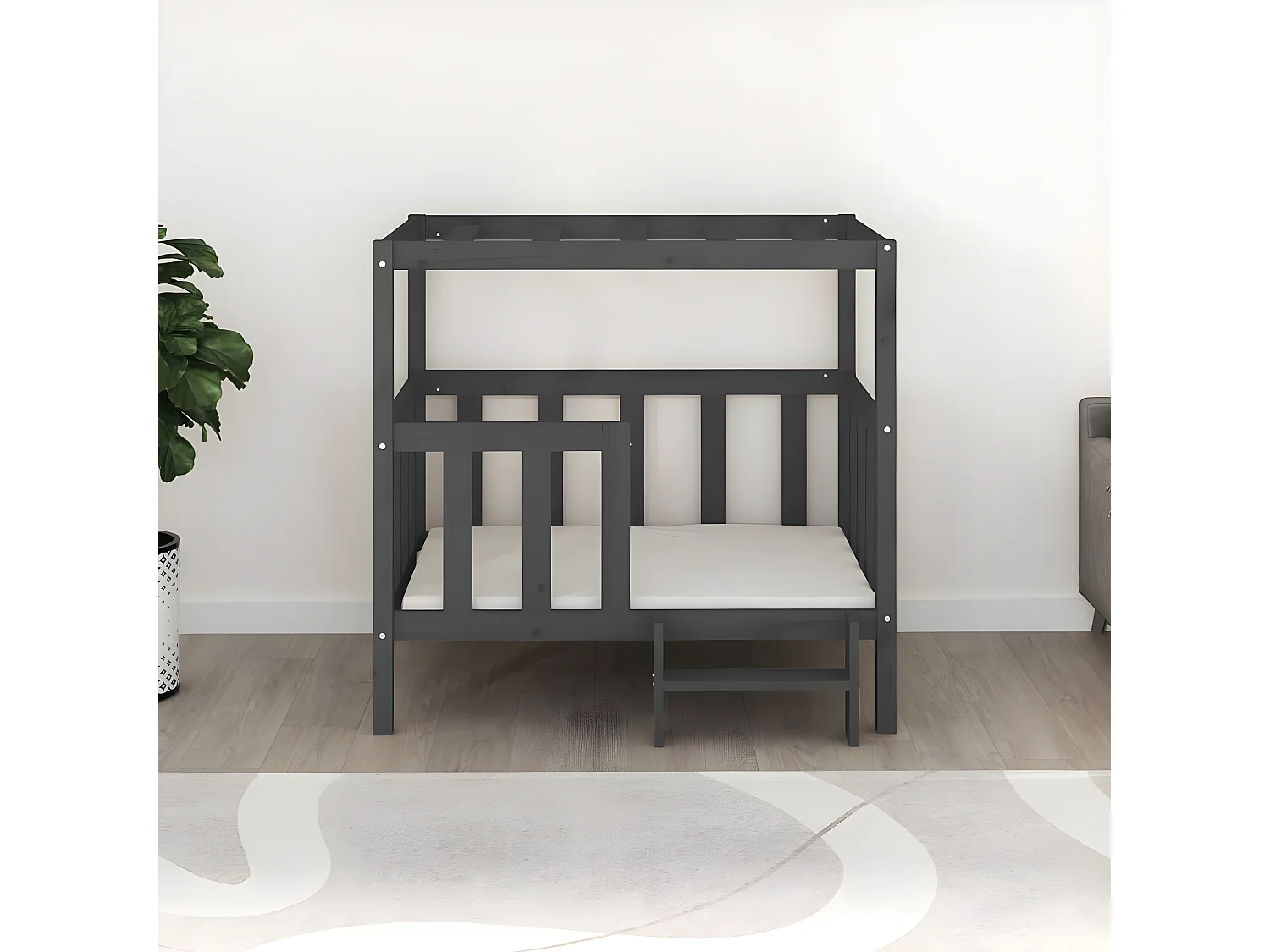 Cama para cães 105,5x83,5x100 cm madeira de pinho maciça cinza PT613255