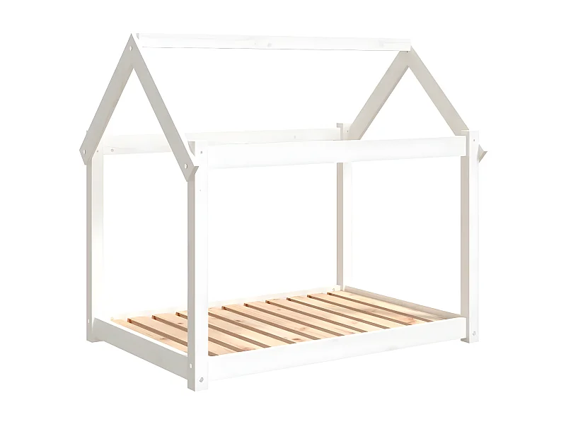 Cama para cães 101x70x90 cm madeira de pinho maciça branco PT632727