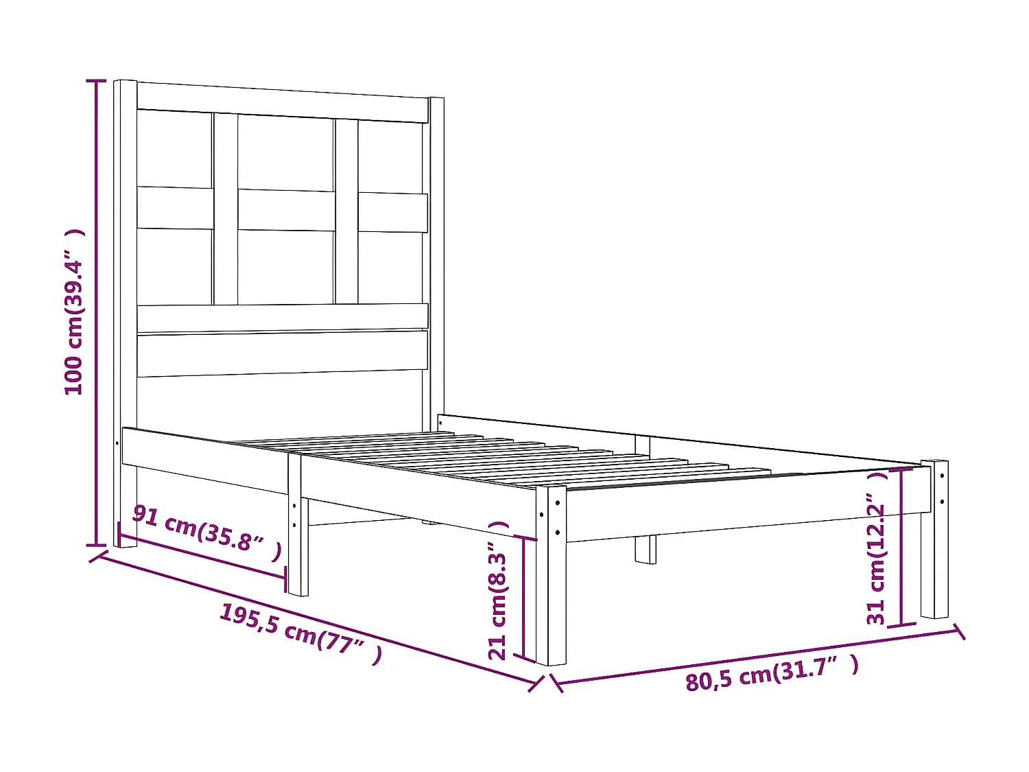 Cama para cães 65,5x50,5x28 cm madeira de pinho maciça PT162912