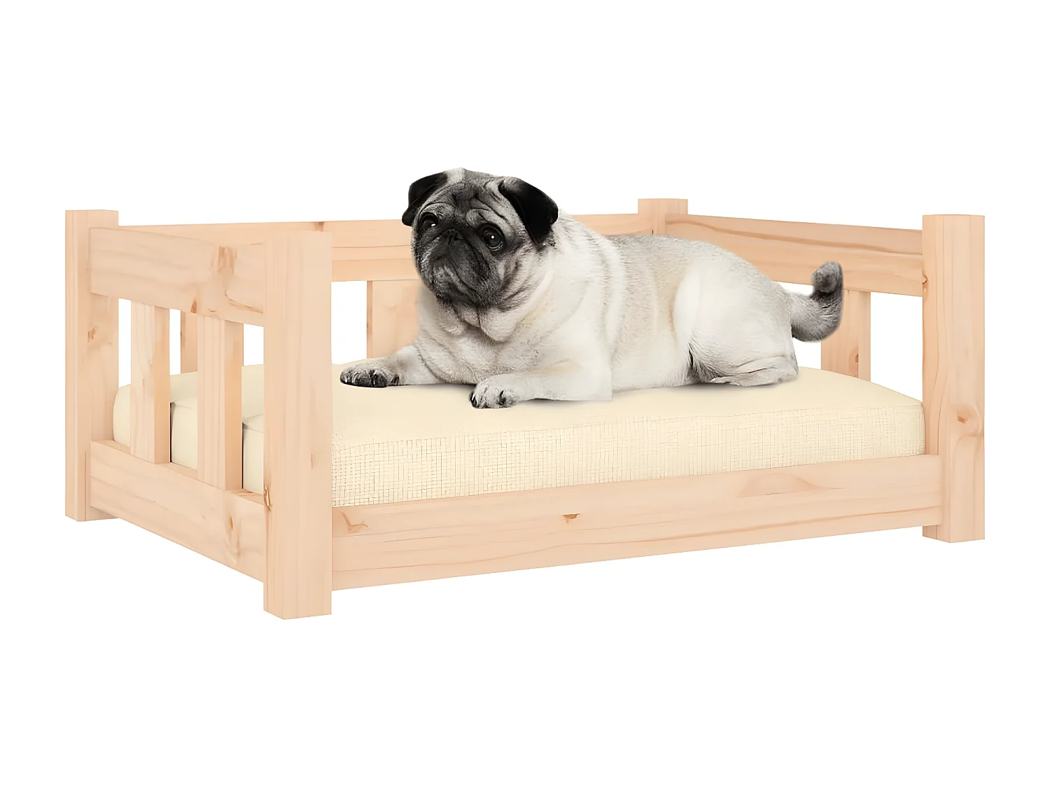 Cama para perros madera maciza de pino 65,5x50,5x28 cm ES776464