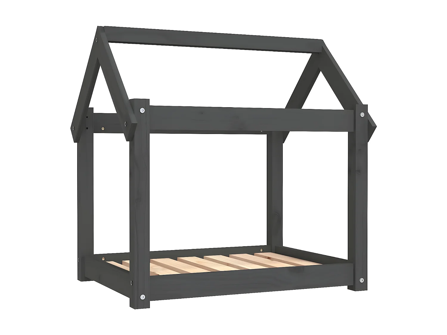 Cama para perros madera maciza de pino gris 71x55x70 cm ES354763