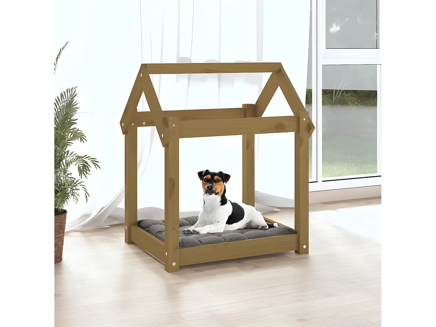 Canapé pour chien Marron miel 61x50x70 cm Bois de pin solide RG3Q36565