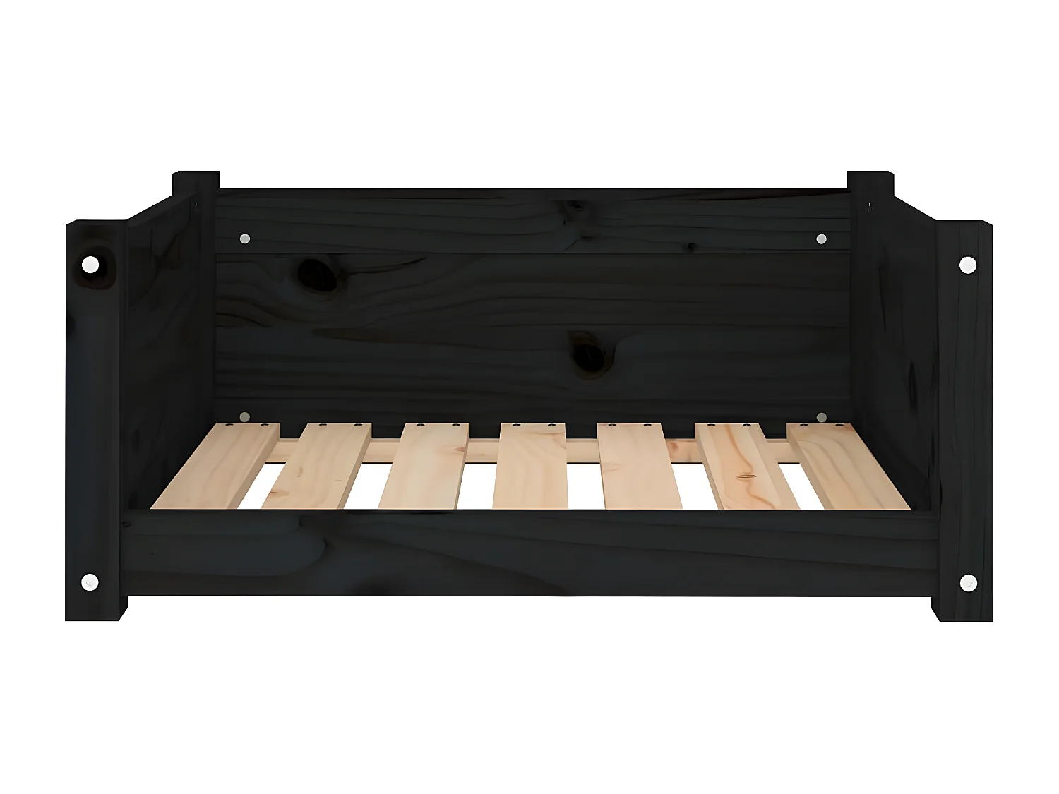 Cama para cães 65,5x50,5x28 cm madeira de pinho maciça preto PT371212