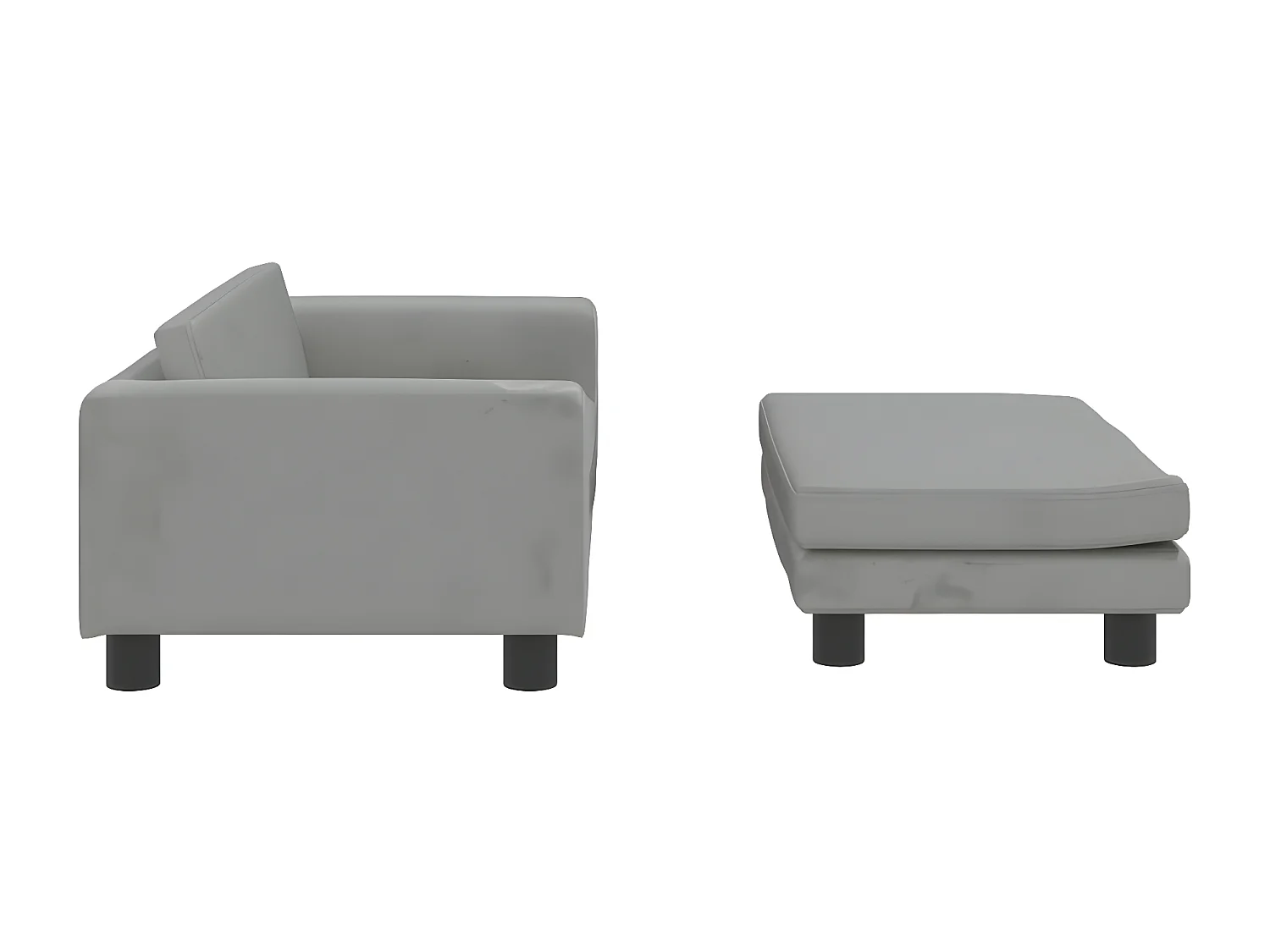 Cama de perros con extensión terciopelo gris claro 100x50x30 cm ES723069