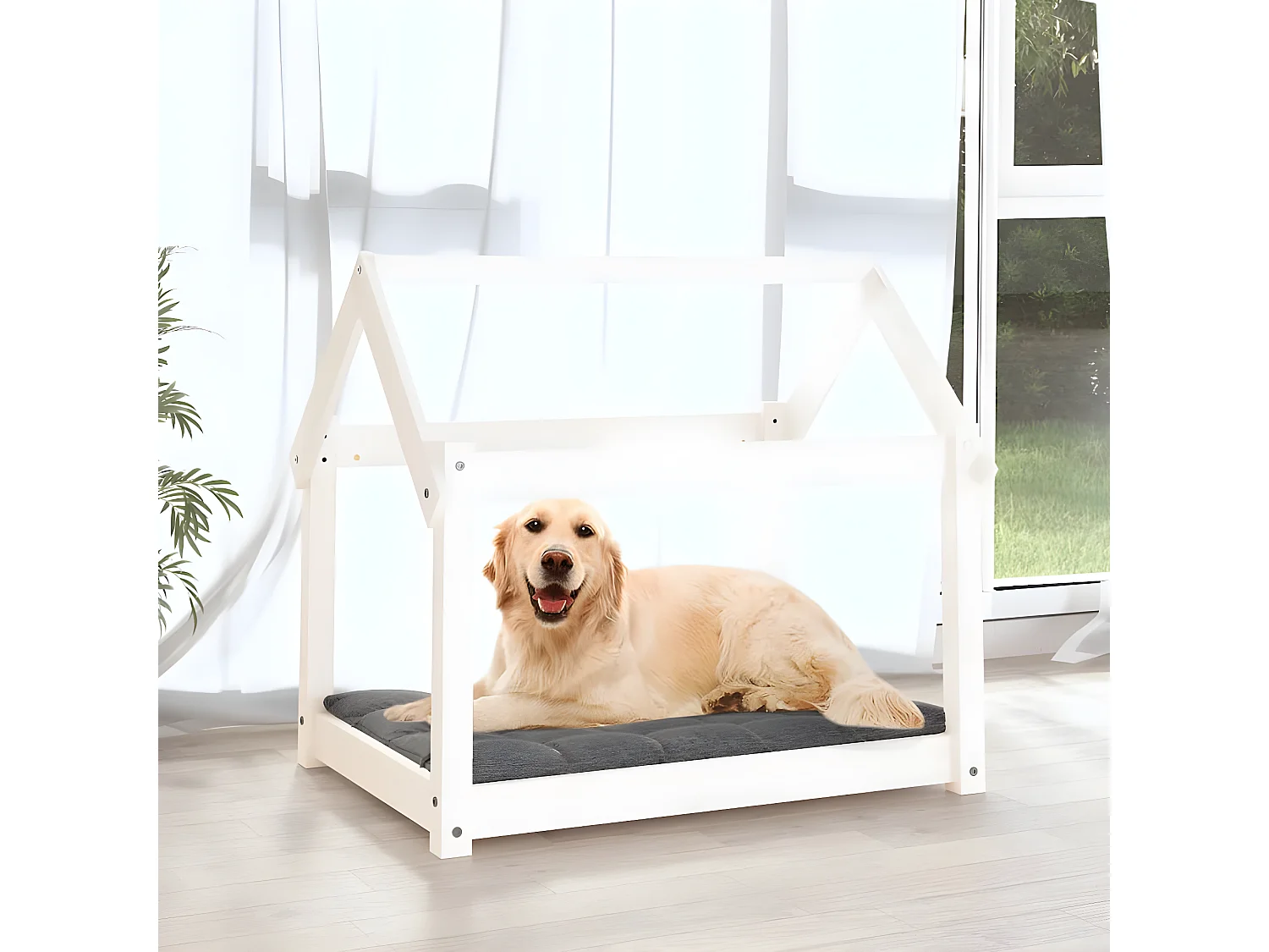 Canapé pour chien Blanc 81x60x70 cm Bois de pin solide RG3Q64114