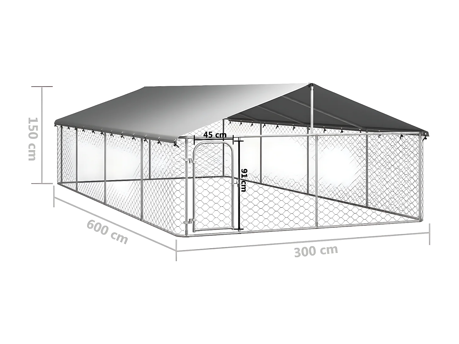 Hondenkennel voor buiten met dak 600x300x150 cm NL614894