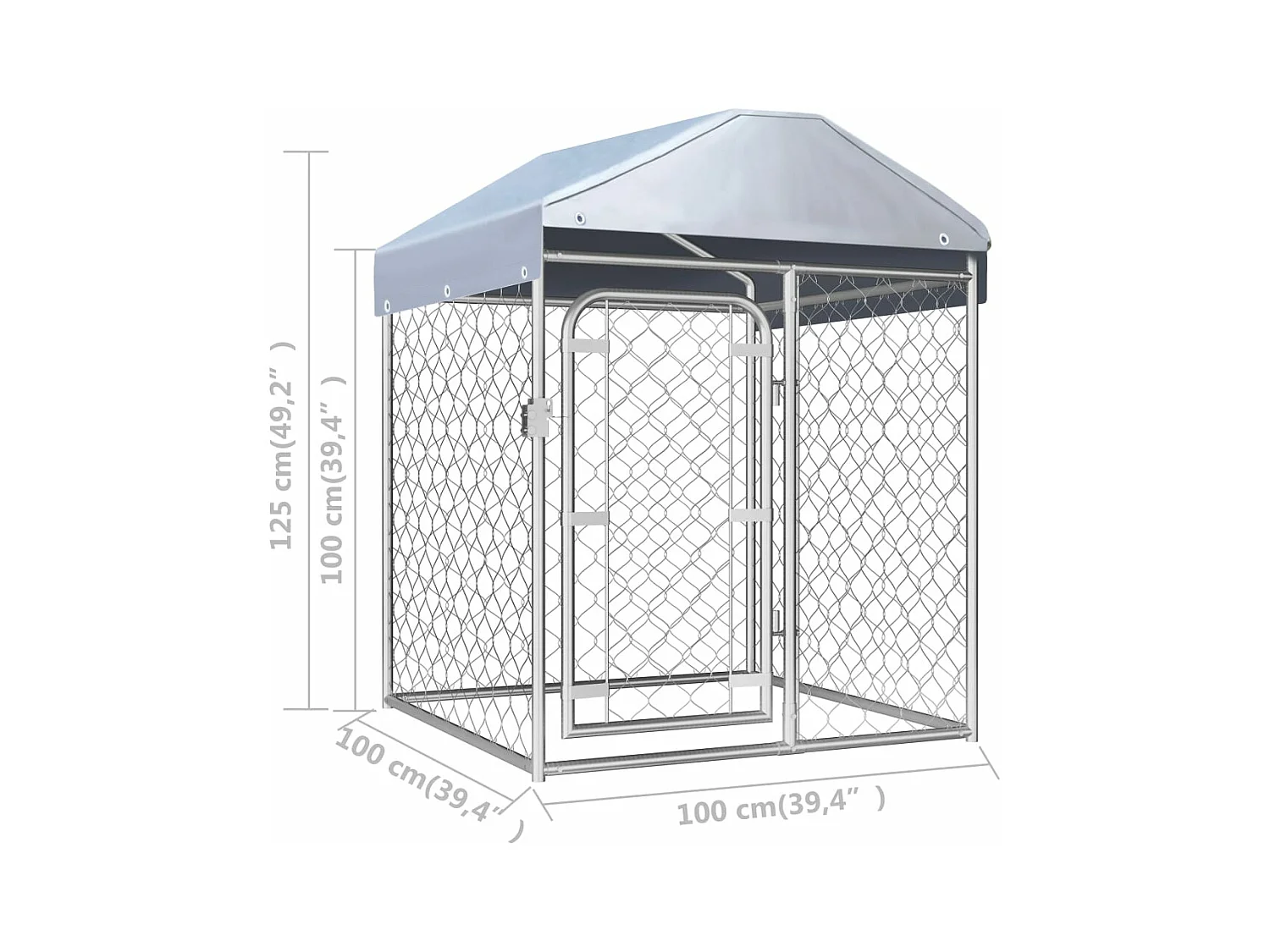 Hondenkennel voor buiten met dak 100x100x125 cm NL969736