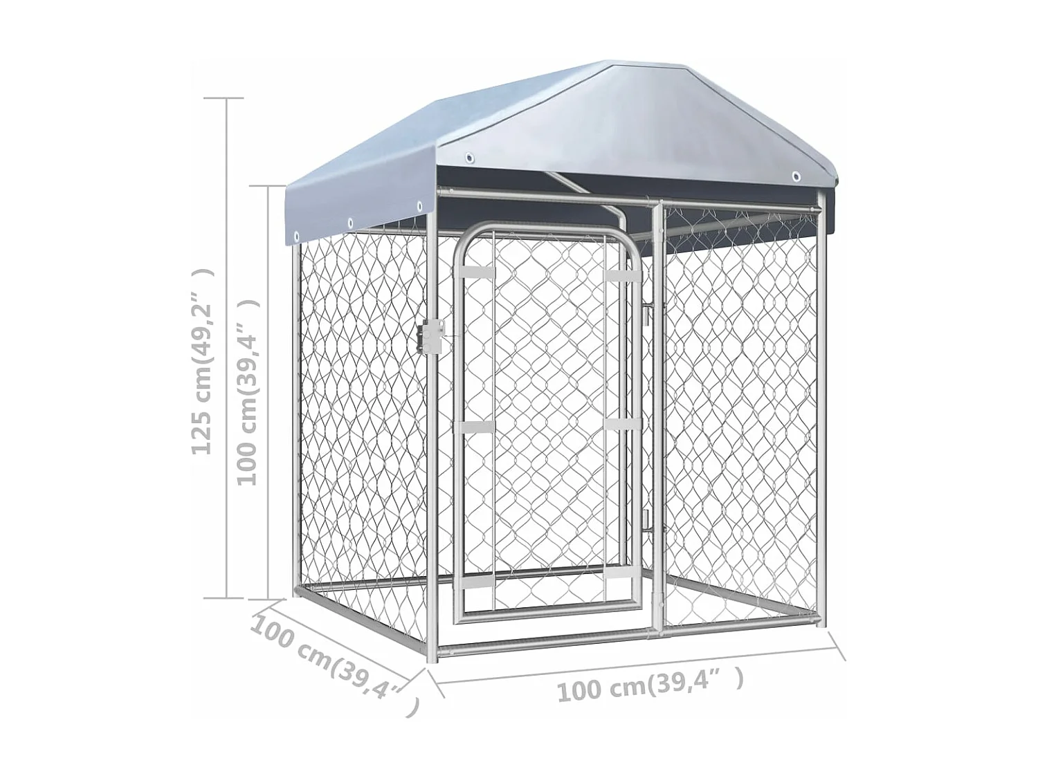 Perrera de exterior con techo 100x100x125 cm ES243700