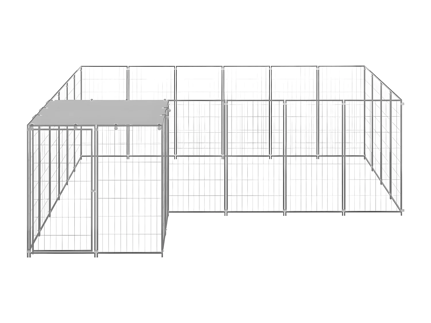 Hondenkennel 8,47 m² staal zilverkleurig NL121496